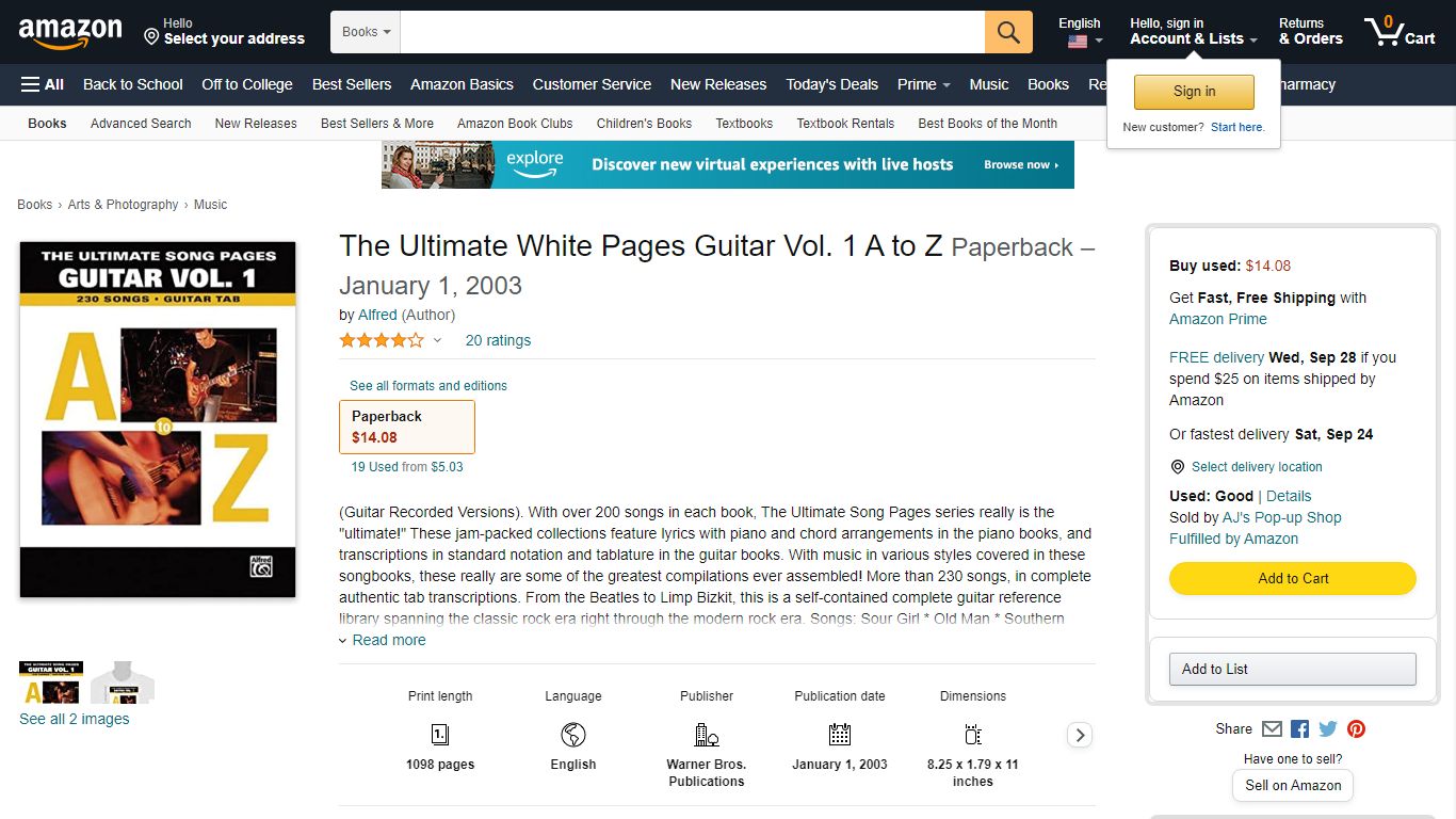 Amazon.com: The Ultimate White Pages Guitar Vol. 1 A to Z ...
